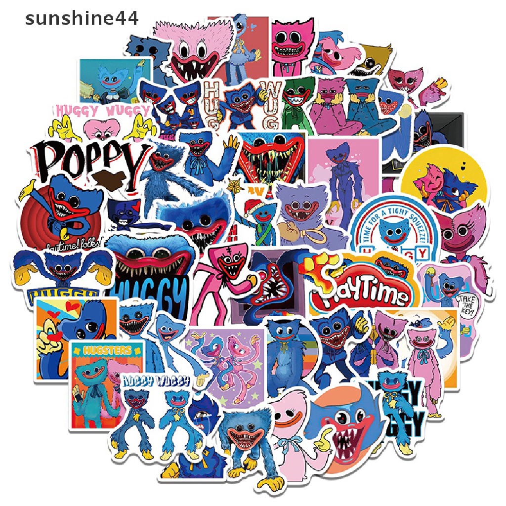 Sunshine 50PCS Stiker Motif Kartun Anime Huggy Wuggy Poppy Playtime Untuk Dekorasi Meja