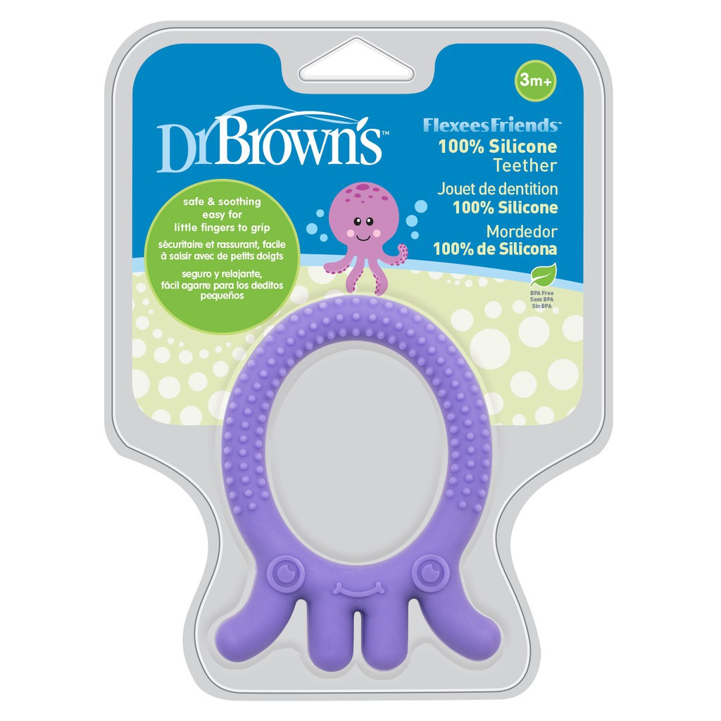 Dr. Brown's Flexees Friends Teether Purple Octopus Gigitan Bayi Gurita Ungu