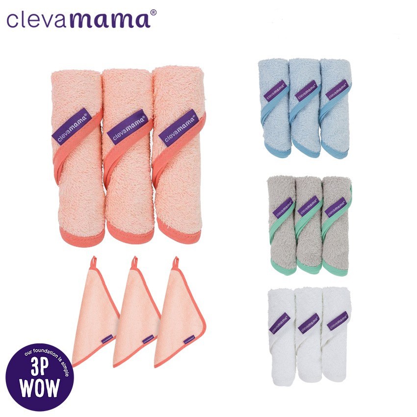 Clevamama Bamboo Baby Washcloth 3pk