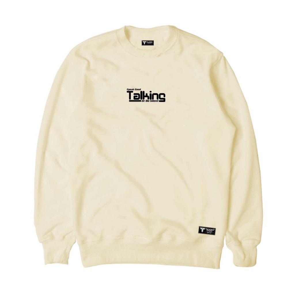 Talking Sweater Crewneck Pria Cream Terbaru