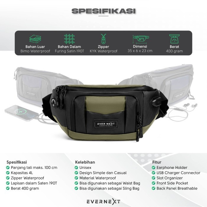 Waist Bag Tas Pinggang Selempang Kecil Waistbag Pria Curve Anti Air