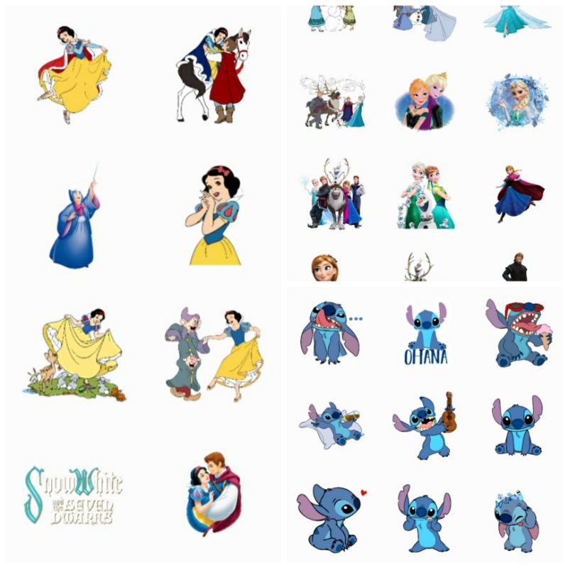

STIKER DISNEY EDITION 35 PCS CINDERELLA, STITCH, FROZEN, SNOW WHITE, ARIEL MERMAID