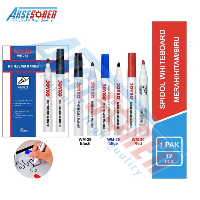 

Spidol Papan Tulis White Board Joyko [WM-28/1 Pack] / Sepidol Non Permanen 1 Pak Joyko [12 Pcs]