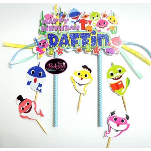 Topper Cake Birthday Baby Shark Custom