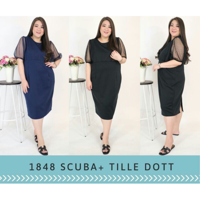FR01 DRESS JUMBO OVERSIZE WANITA LD 120-134CM VANESIA SCUBA DRESS