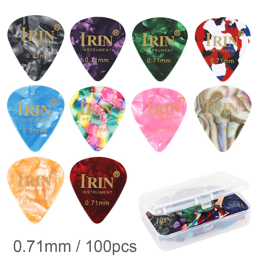 100pcs Pick Gitar Bahan Celluloid Anti Slip 0.71mm Bentuk Tetesan Air Warna-Warni