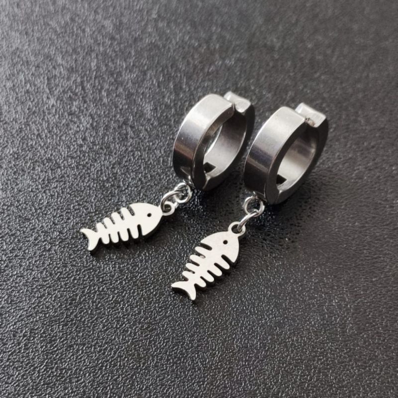 1 pcs anting jepit  stenlis tanpa tindik pria dan wanita ala korea