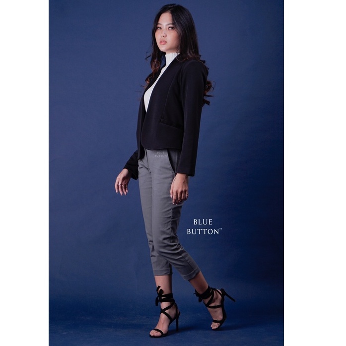 BlueButton X Korz Celana Baggy Panjang Wanita Stretch Casual Kantor Formal Kerja - Dark Grey