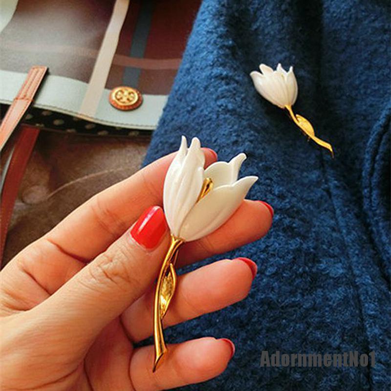 (Adornmentno1) Bros Pin Enamel Desain Bunga Tulip Untuk Dekorasi Kerah Kemeja / Scarf