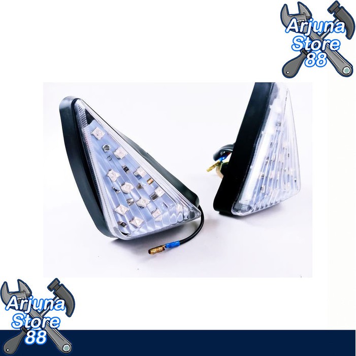 Lampu Sen Tempel Led Segitiga Biru Dan Kuning Motor Sport