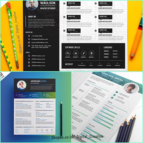 Paket Template Surat Lamaran dan CV Curriculum Vitae Format Power Point Resume