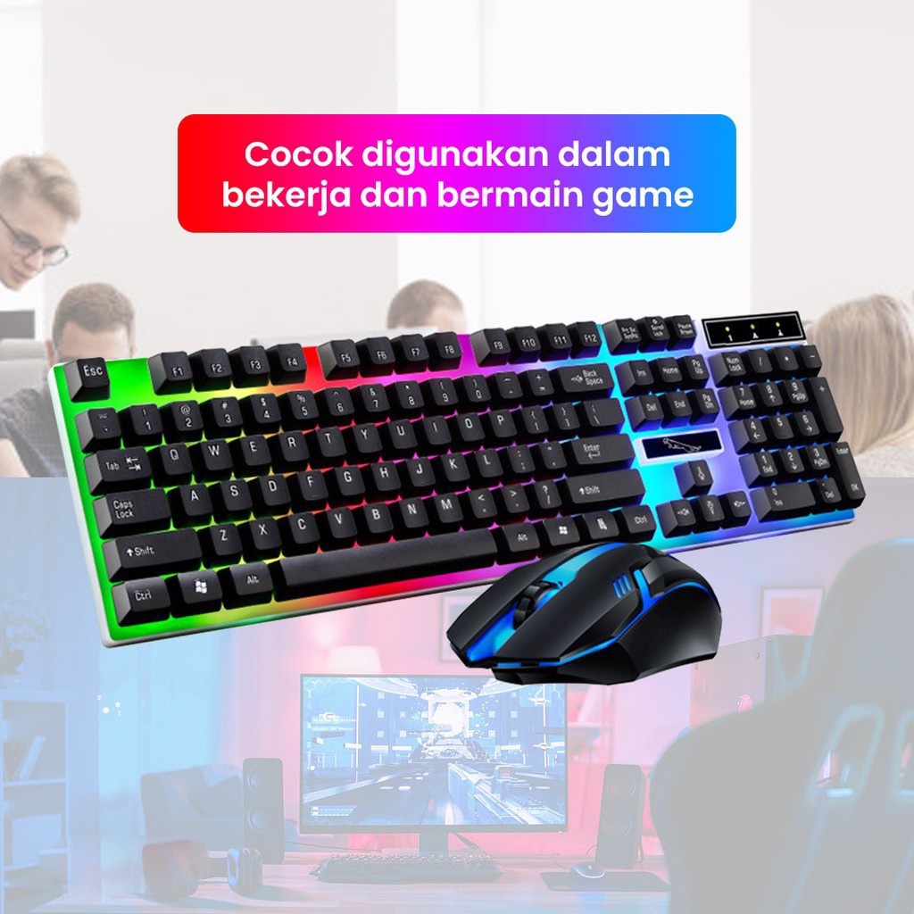 [100%ORIGINAL]Gaming Keyboard Mouse Gaming Full Set  RGB / Set Gaming Mouse Dan Keyboard USB Cable RGB