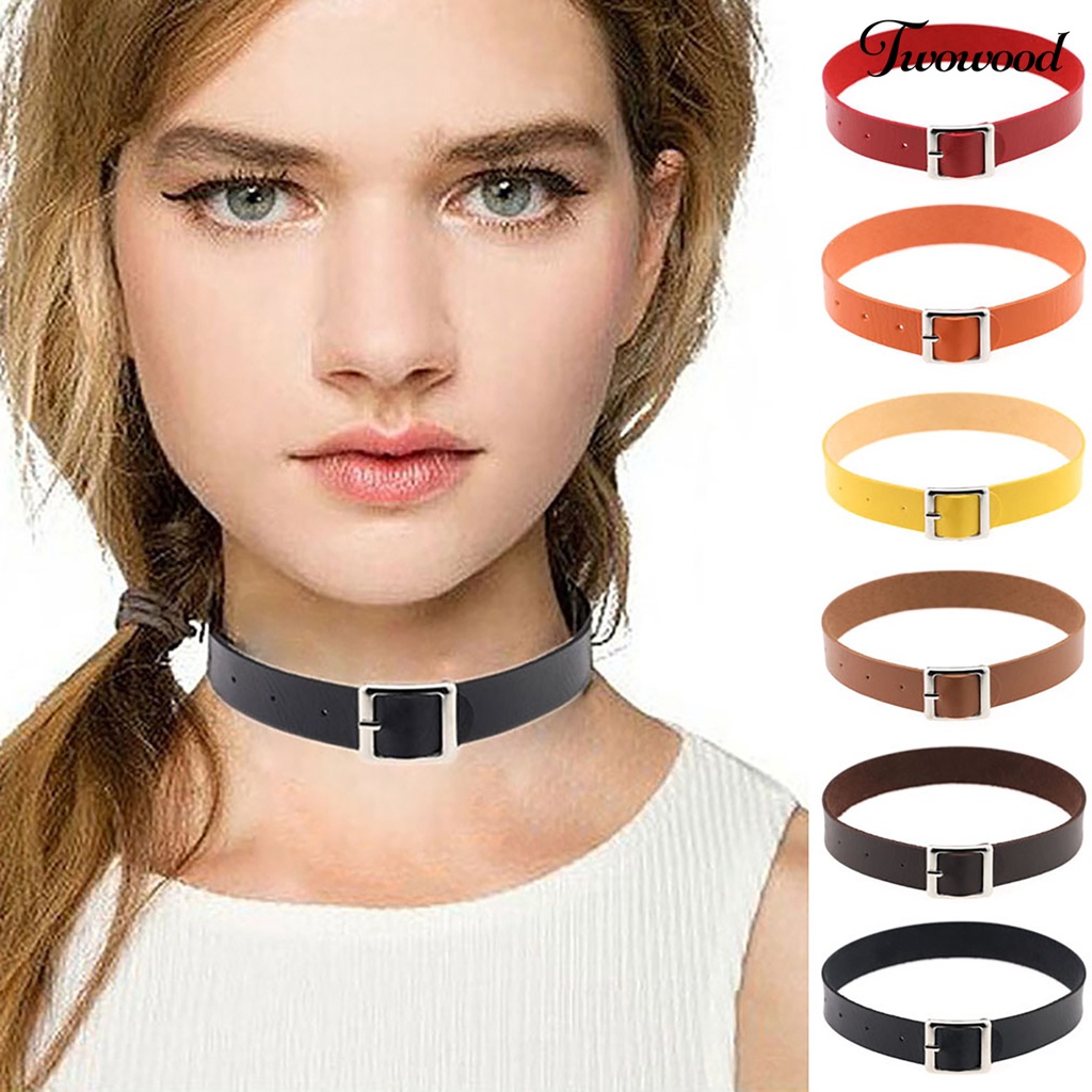 Kalung Choker Bahan Kulit Imitasi Gaya Punk Retro Untuk Kencan