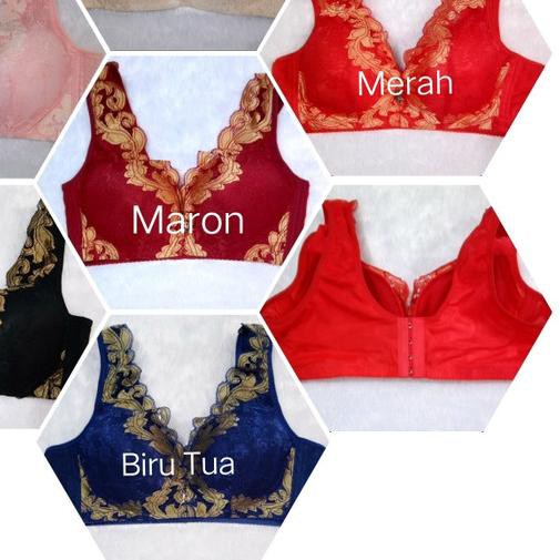 ➱ Bra Bh Wanita Penutup Pengikat Lemak Tanpa Kawat - Merah, 38 ⅎ