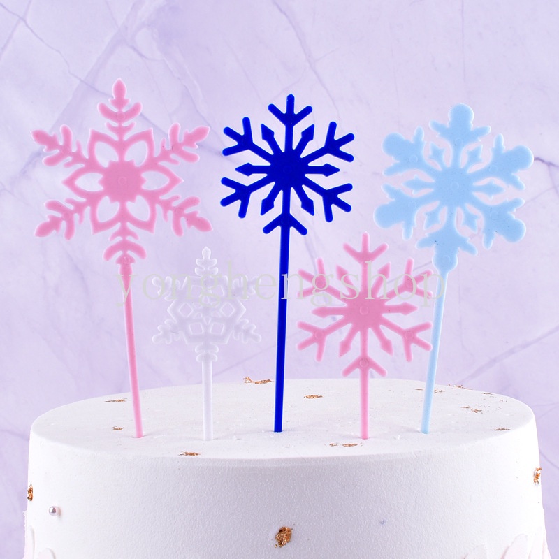 4pcs / set Topper Kue Desain Snowflake Untuk Dekorasi Pesta Pernikahan