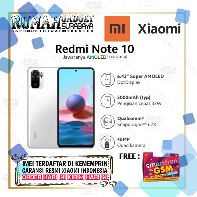 xiaomi redmi note 10 note10 5g 4gb64gb 4gb128gb 8gb128gb garansi resmi xiaomi indonesia