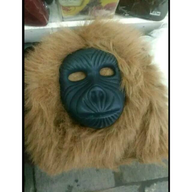 Topeng Bentuk Monyet Gorila Kingkong Warna Coklat Hitam Putih