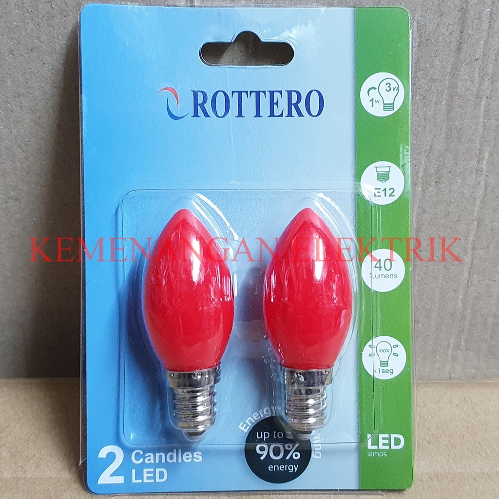 ROTTERO LAMPU CABE LED 1 WATT LILIN CANDLE LIGHT MERAH E12 2PCS / 1W 1 W 1WATT / LAMPU SEMBAHYANG