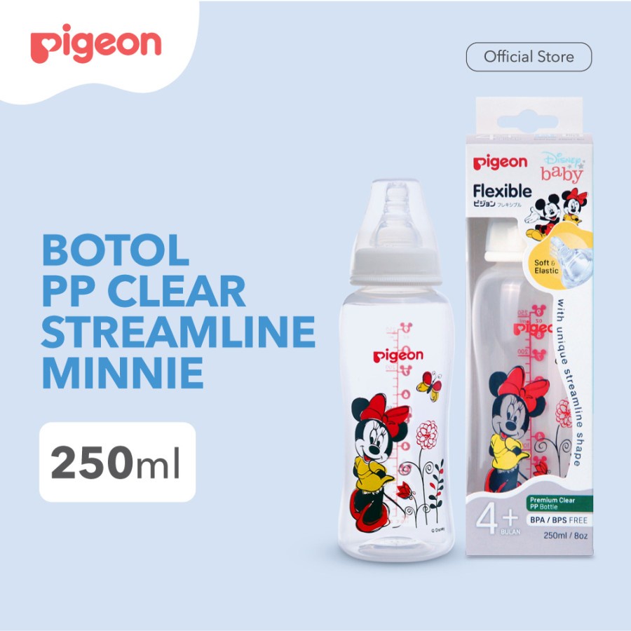 PIGEON Botol Susu PP Clear Streamline Disney Limited Edition 150ml / 240ml Botol Dot Bayi Pigeon Botol Mickey Minnie