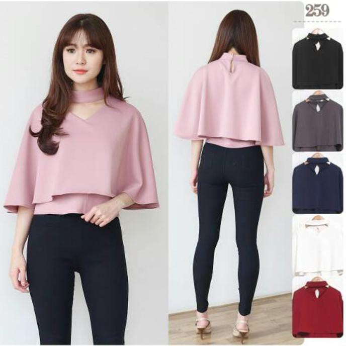 EDISI TERBARU BAJU ATASAN WANITA MURAH/ATASAN KOREA IMPORT - VENUS BLOUSE - NAVY, M CEPETAN..