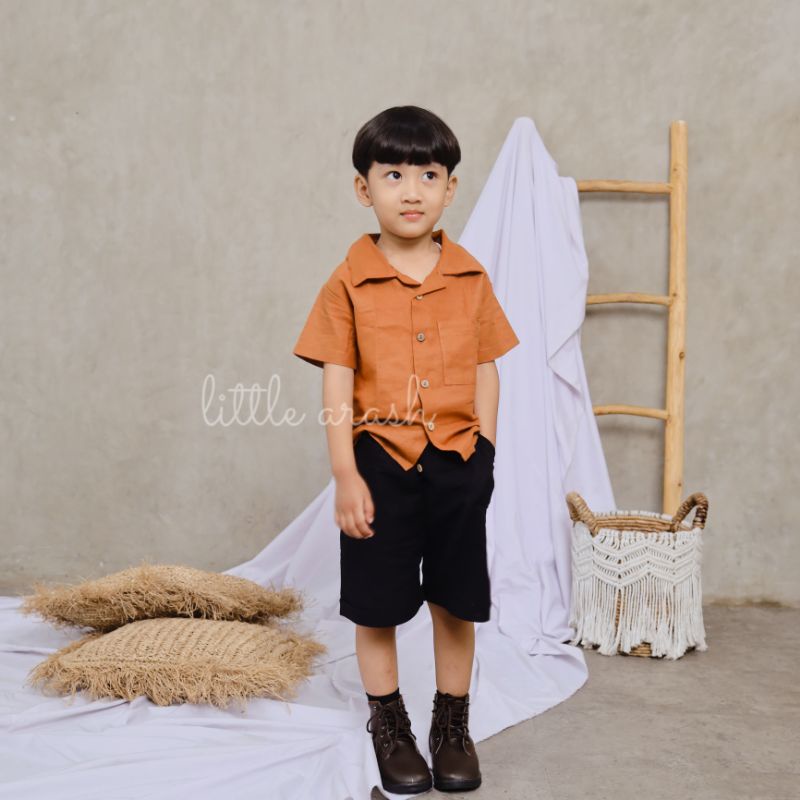 Domikado | Kai Shirt | Kemeja anak bahan linen | Atasan anak
