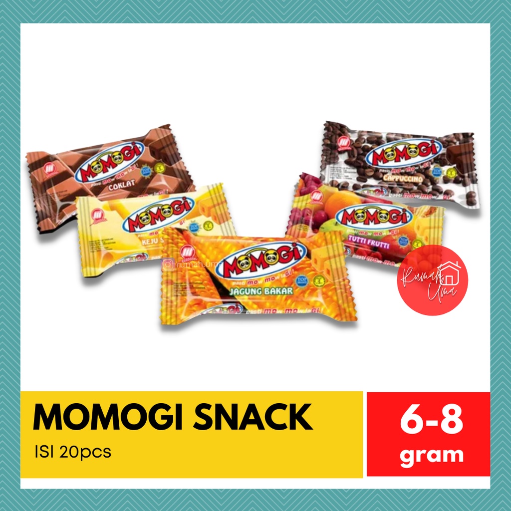 

Cemilan Snack Momogi Cokelat - Jagung Bakar - Keju - Cokelat - Tutti Frutty - Cappucino - Per Pak (20 Pcs)