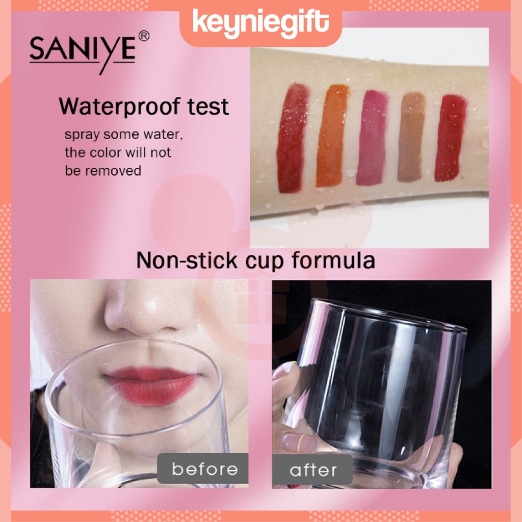 Saniye Fashion Girls Matte Lip Gloss Liquid Lip Tint Lipstick Motif Batik Waterproof Tahan Lama SA003