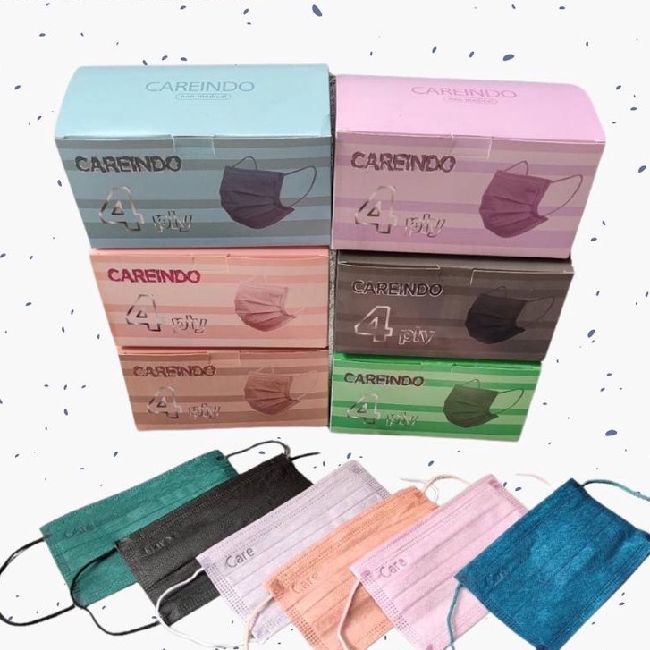 MASKER CAREINDO 4PLY WARNA CANTOL EARLOOP TELINGA