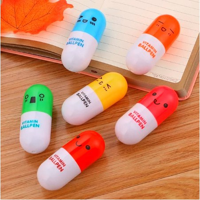 

Pulpen pen bolpen mini bentuk kapsul lucu warna warni import - KSY039
