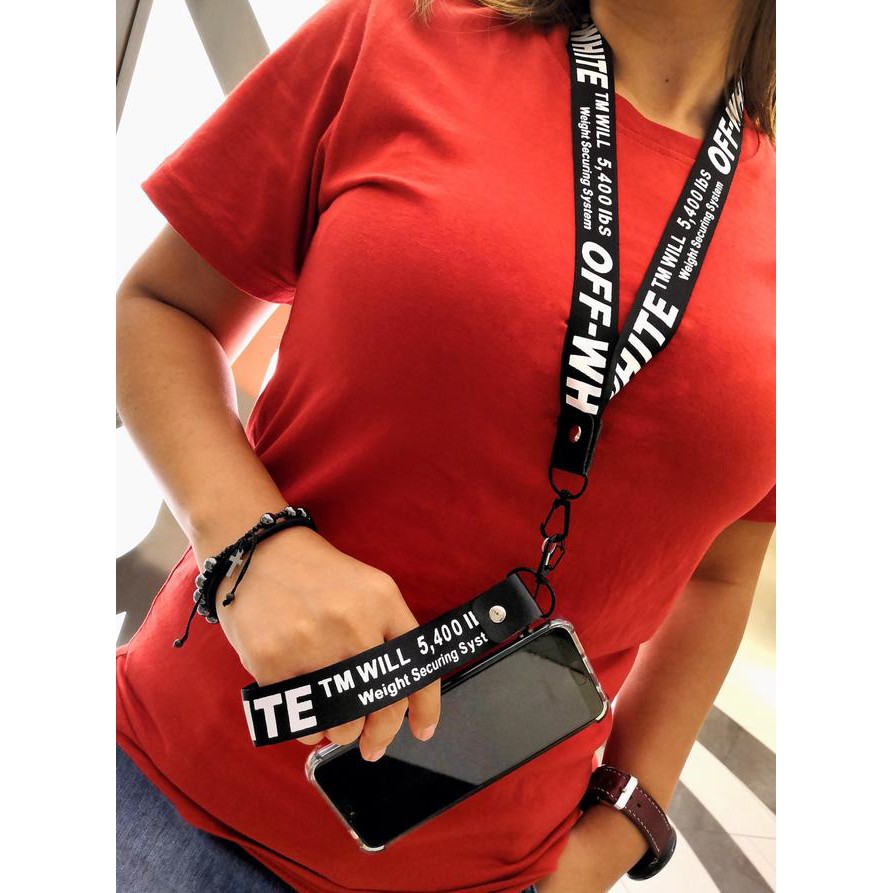 4B22 TALI HP / KALUNG NAME TAG / LANYARD ID CARD / PHONE STRAP - OFF WHITE 812O