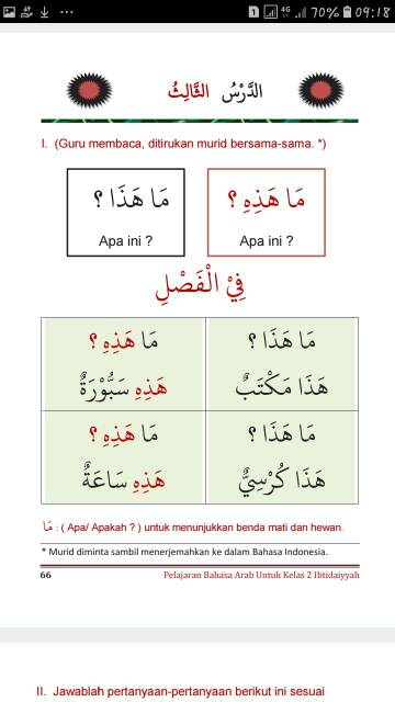 Bahasa kelas arab dalam Soal Ujian