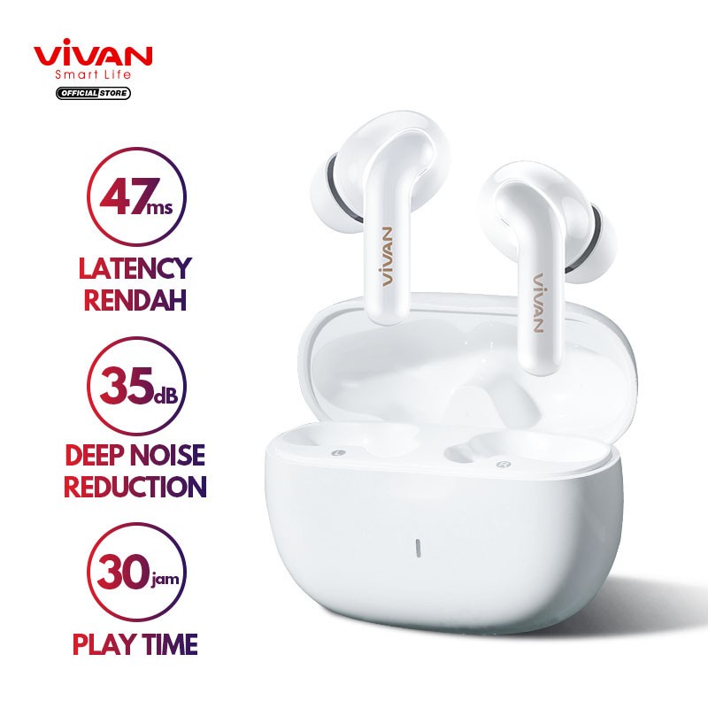 HEADSET TWS VIVAN T300NC Hybrid ANC Bluetooth 5.0 Earphone In-Ear Airbuds Outdoor Waterproof IP54