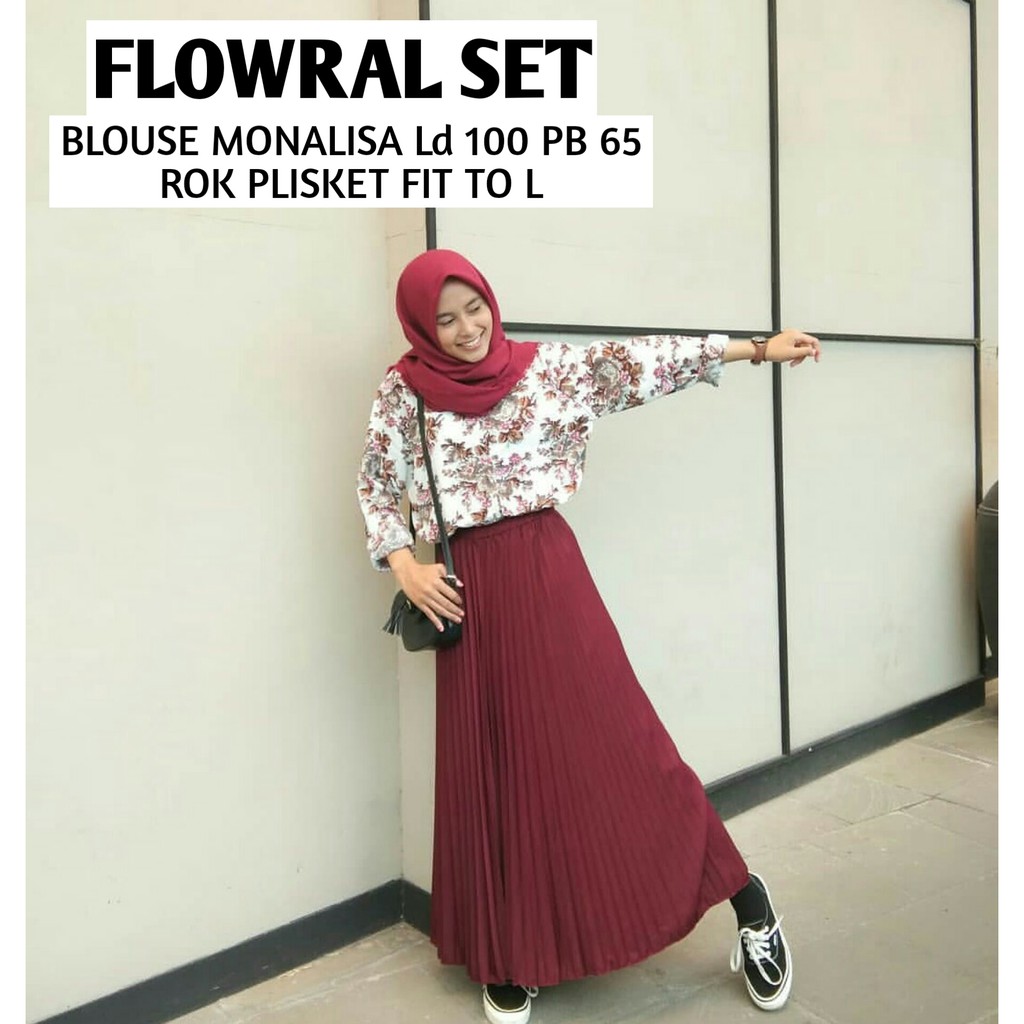 Paling Inspiratif Pasangan  Rok Plisket Warna  Maroon 