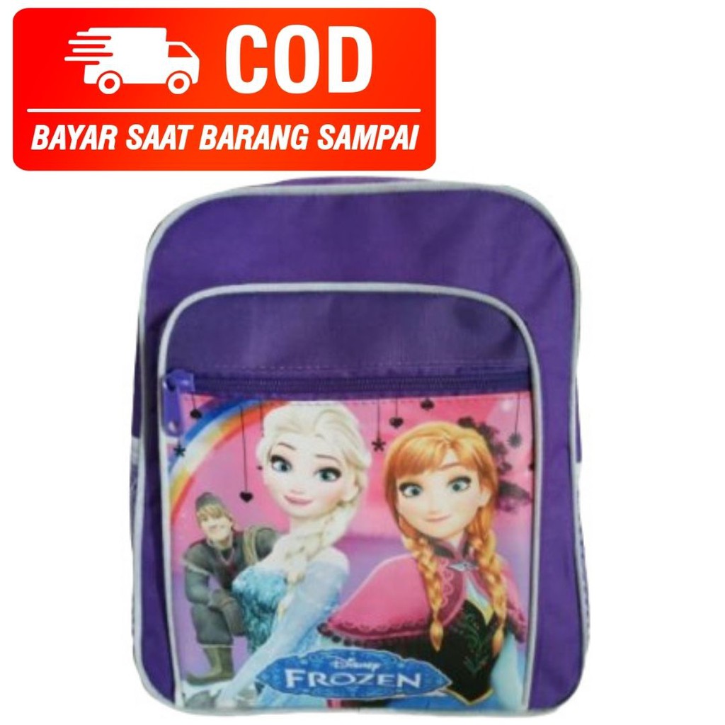 Tas Karakter Anak Perempuan Frosen / Tas Ransel Anak Wanita Frosen Ungu