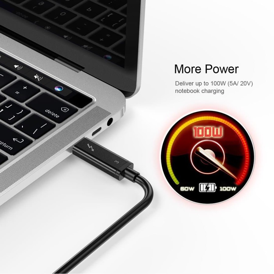 Cable Type-c Thunderbolt 3 to usb-c choetech 2m active 40Gbps 100w 5a 5k UHD A3006 - Kabel usb-c 2 meter a-3006