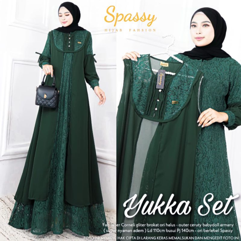 [[ BISA COD ]] TIDAK ORI UANG KEMBALI - ORI BERLABEL SPASSY - YUKKA SET | GAMIS SPASSY ORI