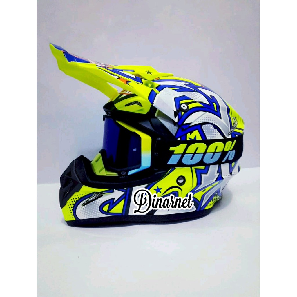 Jual Helm Cross Jpx Gravity Yellow Fluo Limited Kacamata Goggle Yellow Plus terlaris