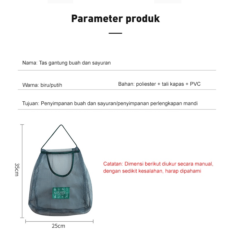 Tas jaring penyimpanan Multifungsi portabel / gantung dapur buah dan sayuran