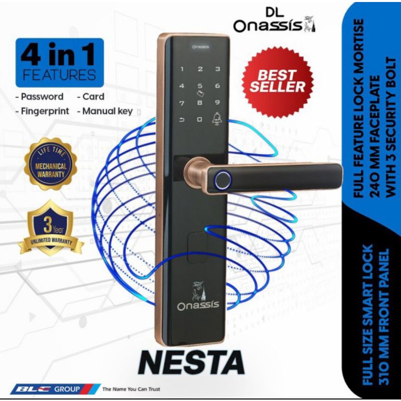 Onassis Smart Lock Digital Lock Nesta 4 in 1 Kunci Digital Onassis Nesta 4 Fungsi (BEST SELLER)