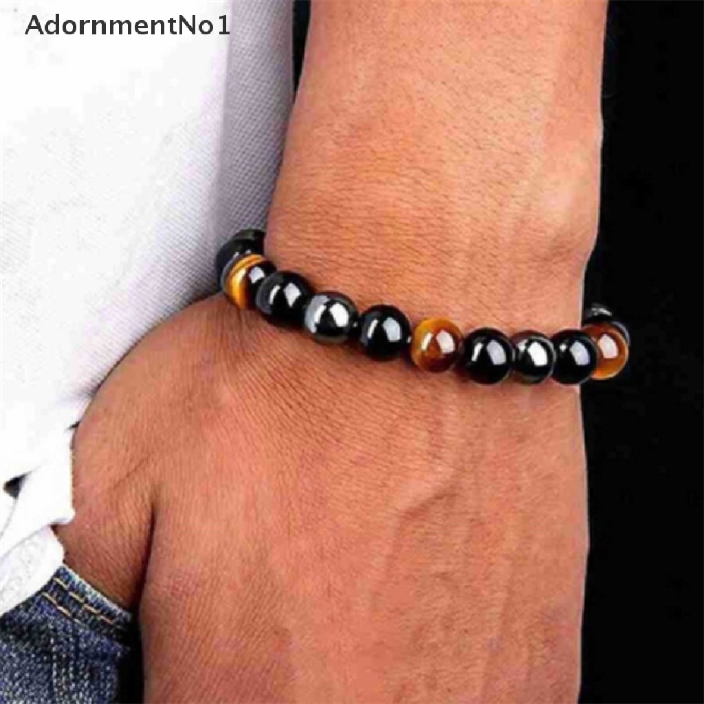 (AdornmentNo1) Gelang Manik Batu Hematite Tiger Eye Hitam Untuk Pria / Wanita