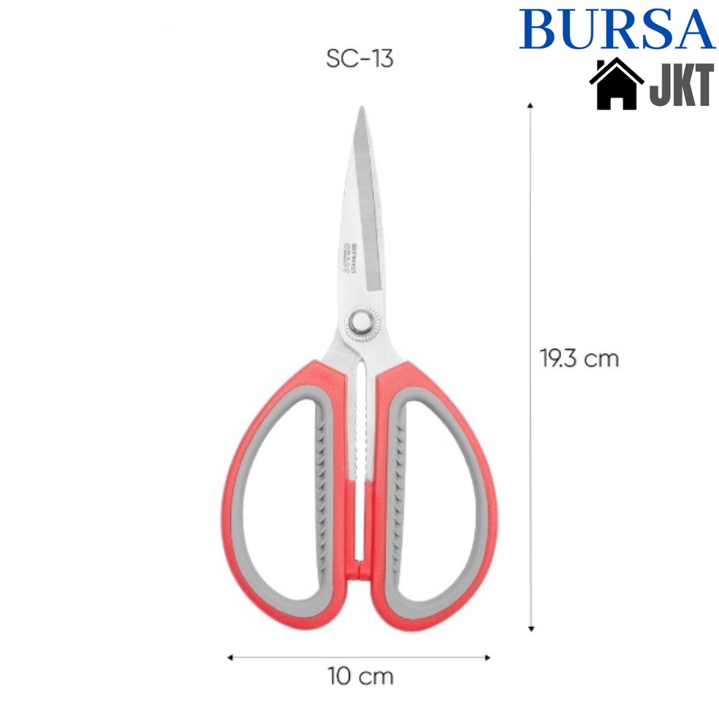 GUNTING MULTIFUNGSI HEAVY DUTY SCISSORS DAPUR SUPER TAJAM MERAH