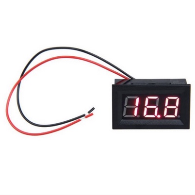 Digital Voltmeter Mini Merah Dengan Frame V (DC) 2 kabel