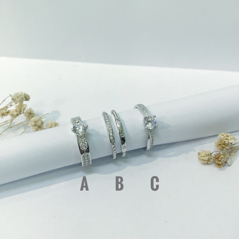 Cincin simpel PERAK ASLI Silver 925 lapis emas putih