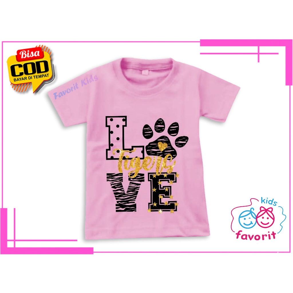 Favorit kids Baju kaos LOVE PAW anak perempuan atasan lengan pendek