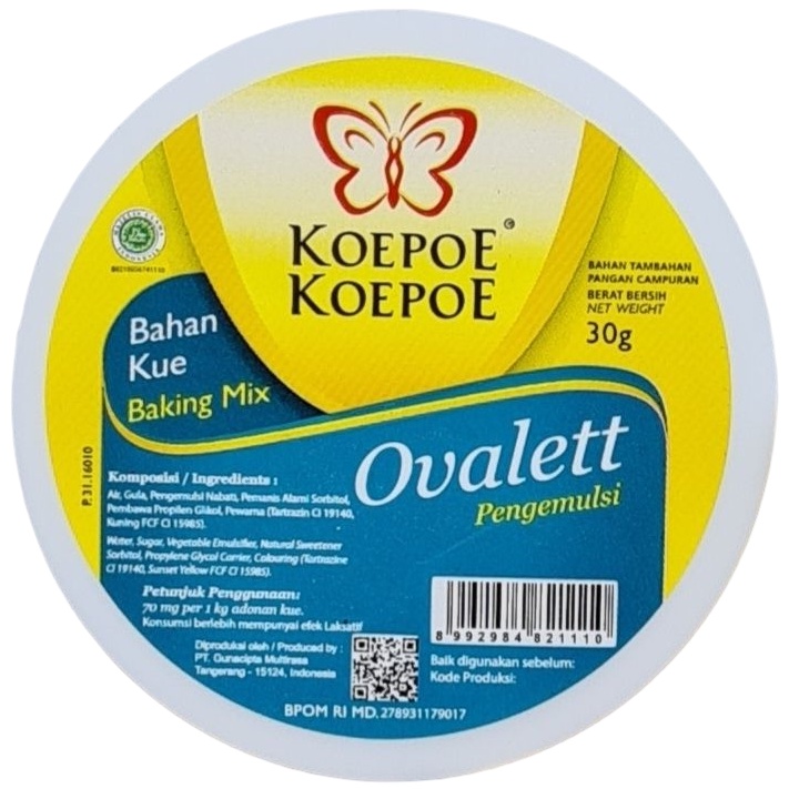 

Koepoe Ovalett 30gr Koepoe-Koepoe Ovalet Pengemulsi Bahan Kue Baking Mix