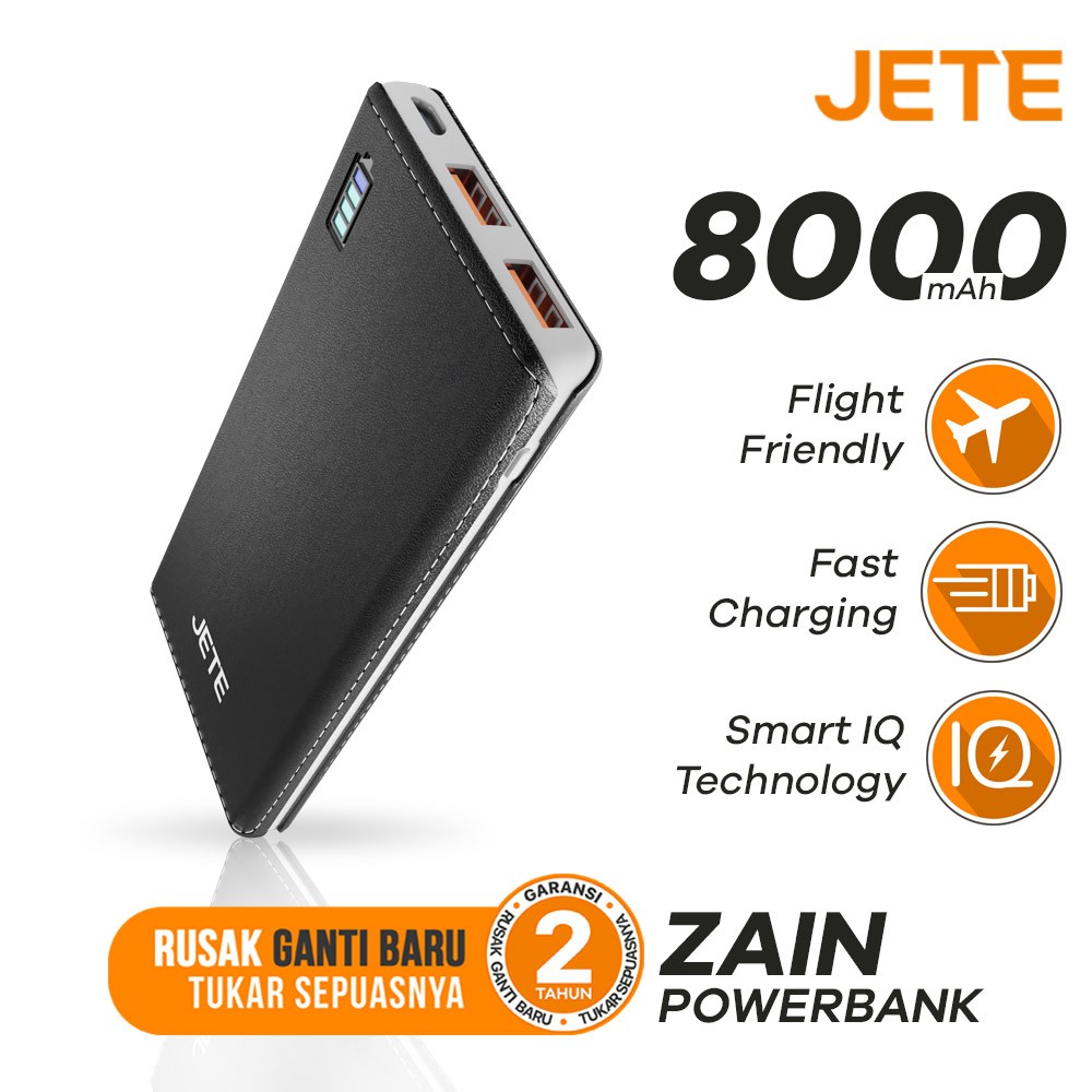 POWERBANK JETE ZAIN 8000MAH ORIGINAL GARANSI 1 TAHUN