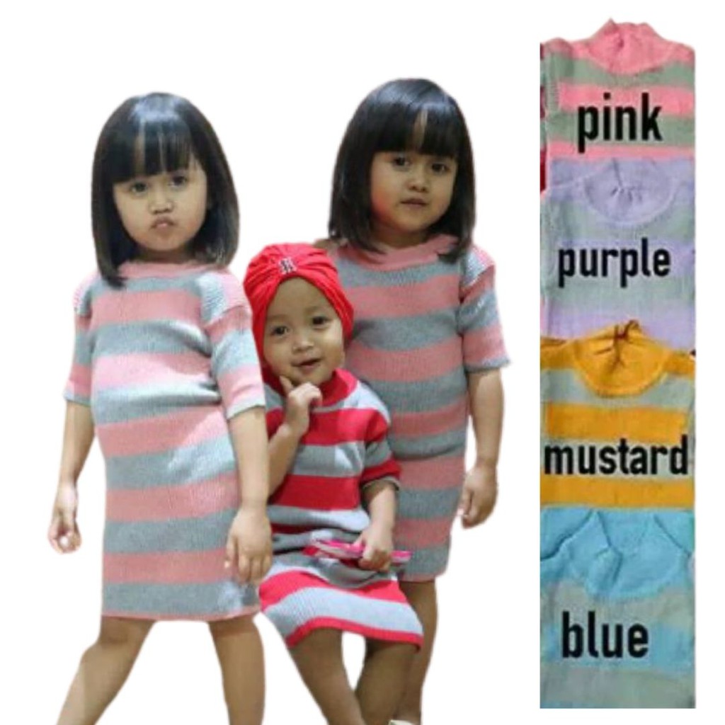 DRESS RAJUT BLASTER ANAK PEREMPUAN 1-3th tangan pendek