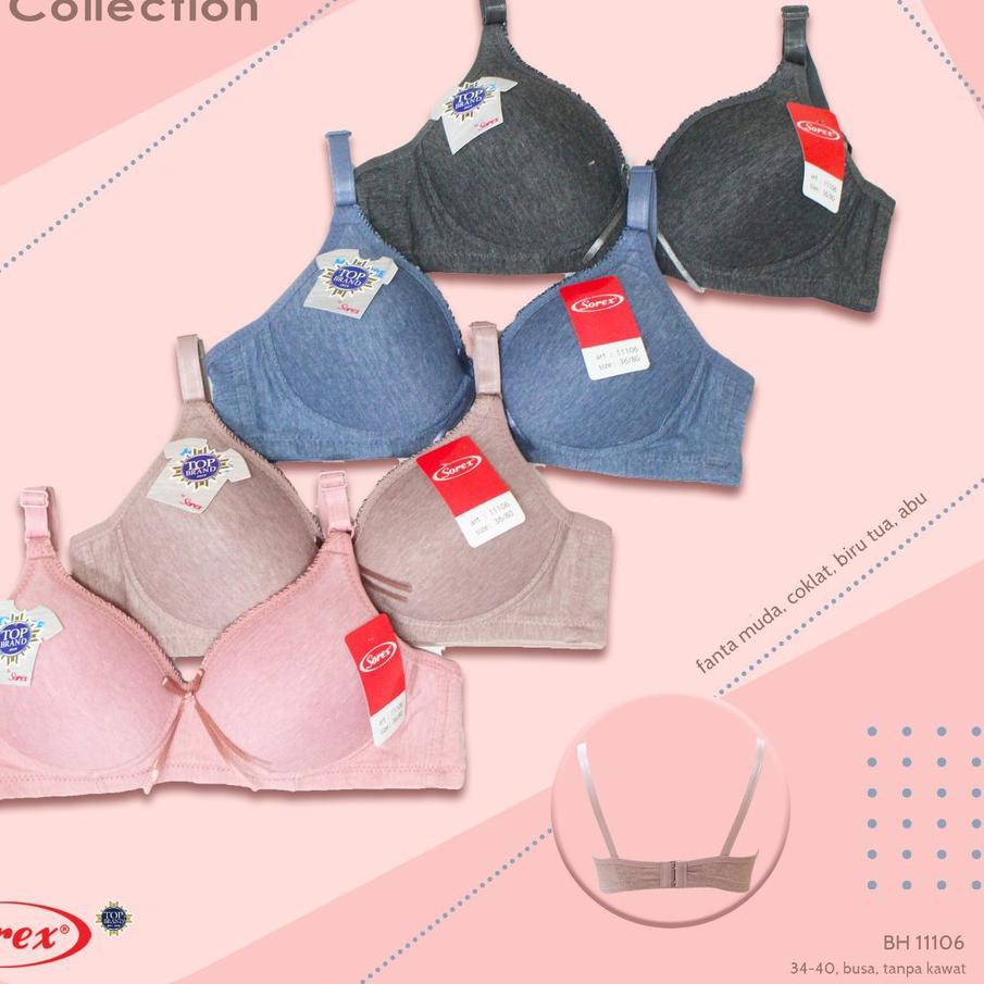 Bra Sorex Melange 11106 Tanpa Kawat Size 34 36 38 40 / Bh Wanita Sorex 11106 Melange Busa Sedang