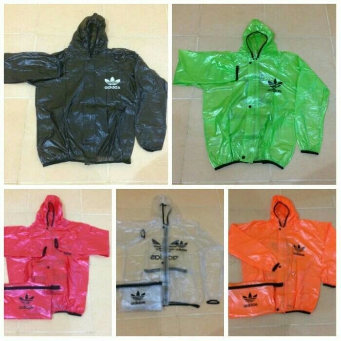 READY Jas Hujan ADIDAS / Raincoat / Jaket Hujan Baju Sauna ADIDAS Back pack - Putih