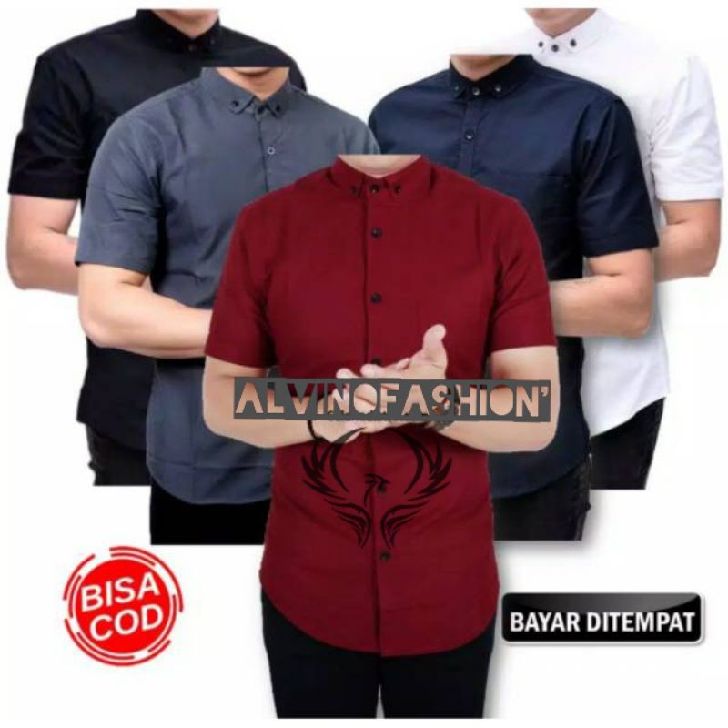 KEMEJA PRIA HEM LENGAN PENDEK PANJANG POLOS COWOK KASUAL COWO DISTRO CASUAL FORMAL KANTOR MURAH PRIA